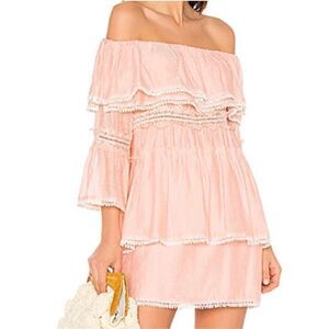 Suboo Pink Cream The Roam Free Off The Shoulder Mini Dress Size 5